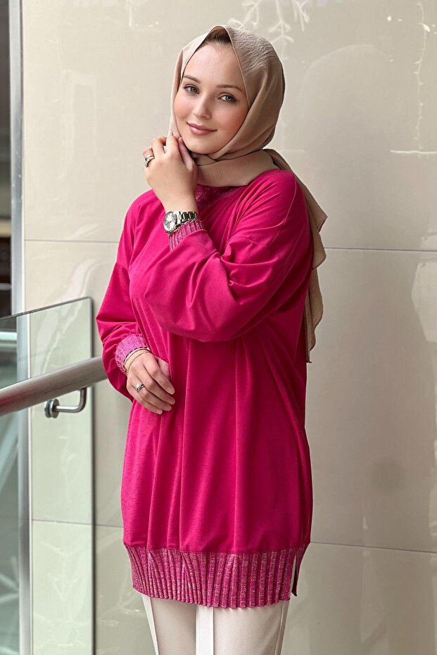 Ribanaları Simli Tunik - 2
