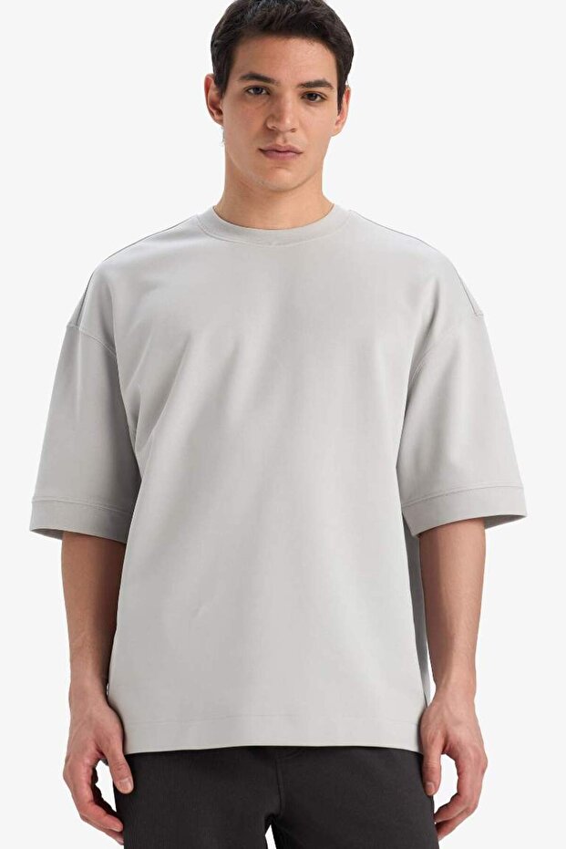 Loose Fit Crew Neck Short Sleeve Heavy Fabric Basic Plain T-Shirt B4844Ax25Sp