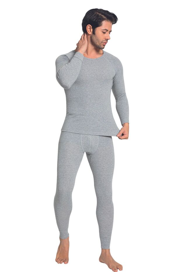 Gray Melange Men's Thermal Underwear Set - 8190