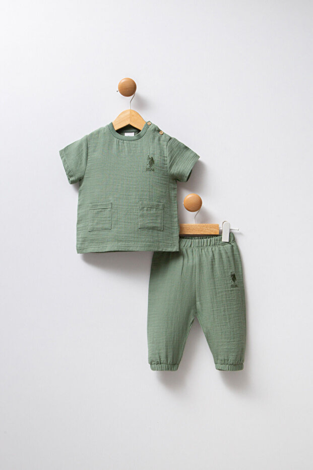 U.S. Polo Assn. Baby Boy Khaki Baby Set