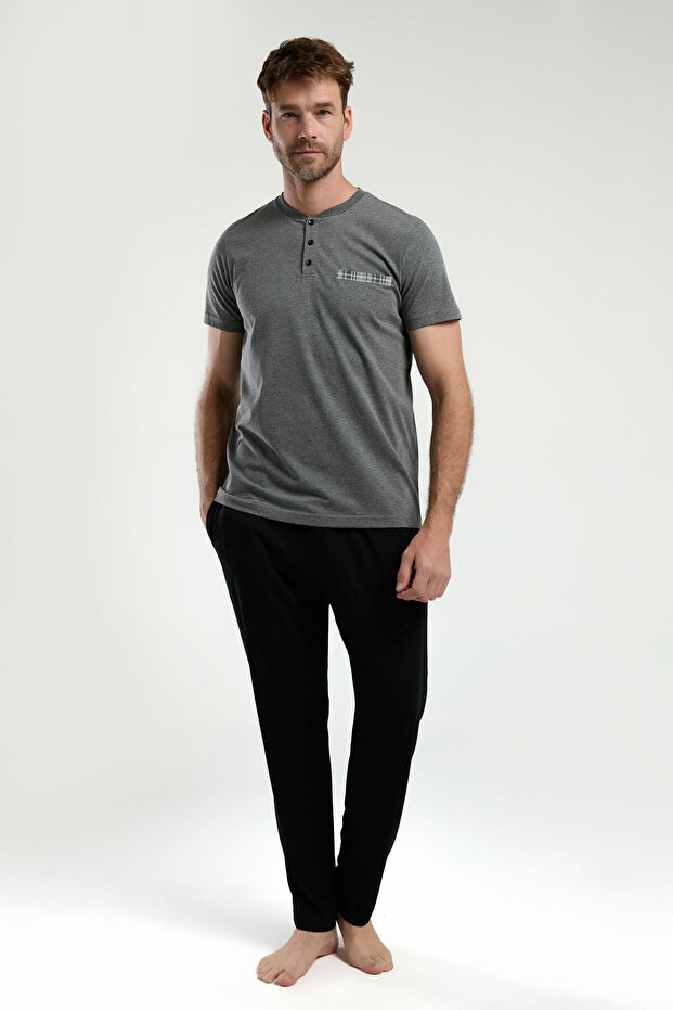 Ανδρικό Σετ Πιτζάμες Ανθρακί - 1