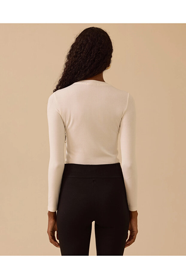 Yuvarlak Yaka Uzun Kollu Basic Tişört - 5