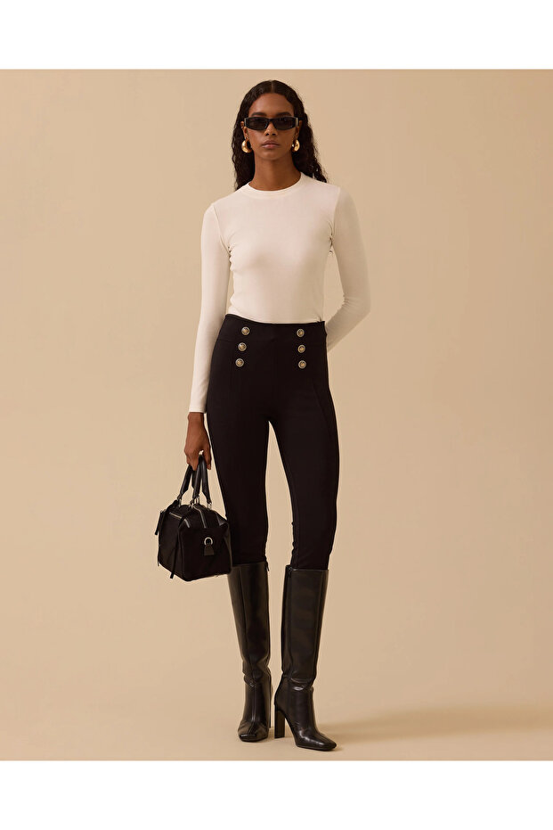 Yuvarlak Yaka Uzun Kollu Basic Tişört - 4