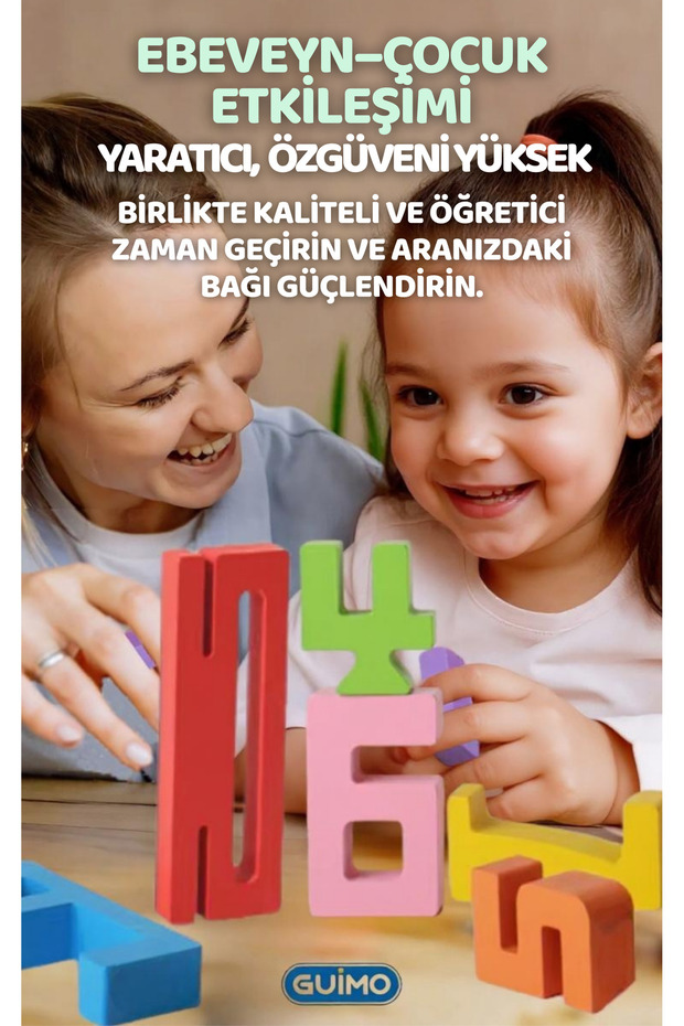 Eğitici Oyuncak Montessori Ahşap Sayı Blokları – 3 4 5 Yaş Okul Öncesi Matematik & Yapı Seti - 7