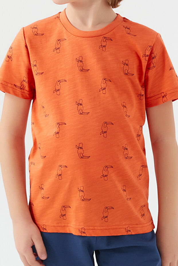 بدلة برمودا برتقالية للأولاد - 5