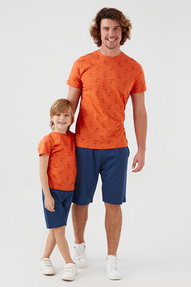 بدلة برمودا برتقالية للأولاد - 3