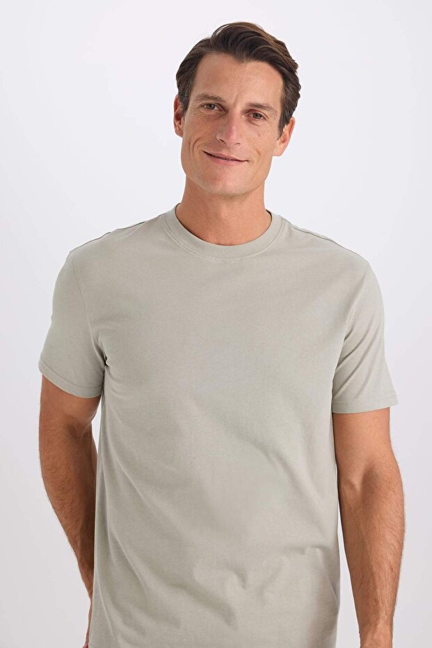 %100 Pamuk New Regular Fit Bisiklet Yaka Basic Düz Kısa Kollu Tişört V7699AZ25SP - 4