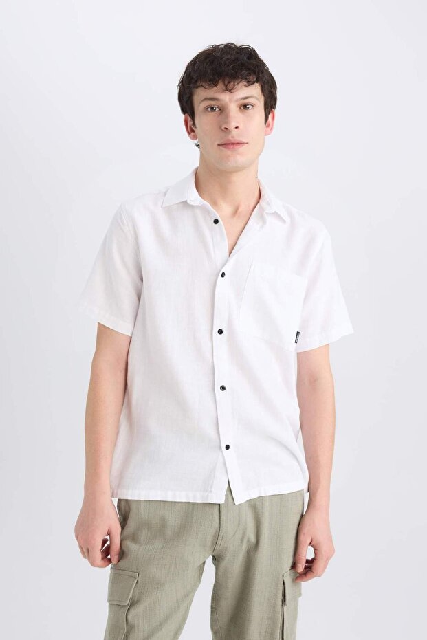 %100 Pamuk Regular Fit Yazlık Kısa Kollu Gömlek E0461AX25SM - 3
