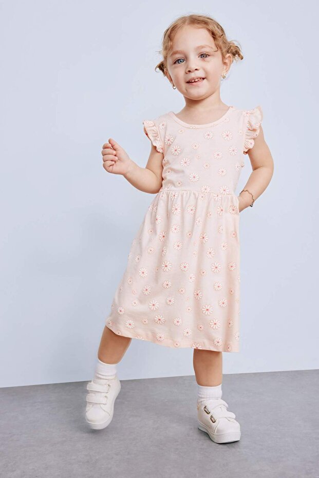Kız Bebek Çiçek Desenli Kısa Kollu Elbise A0136A525SM - 1