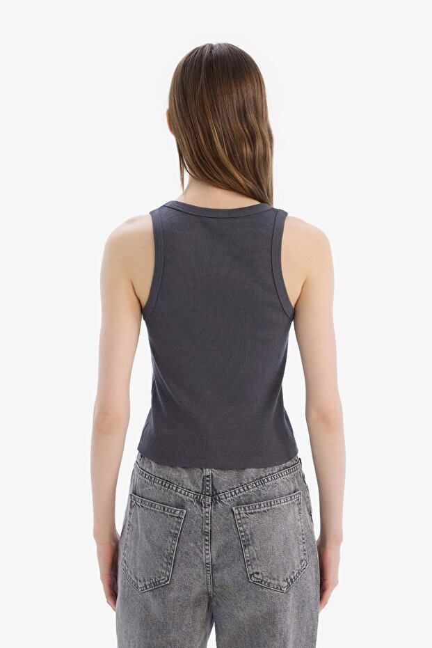 Fitted U Neck Basic Plain Ribbed Camisole Undershirt A1665Ax25Sm - 6