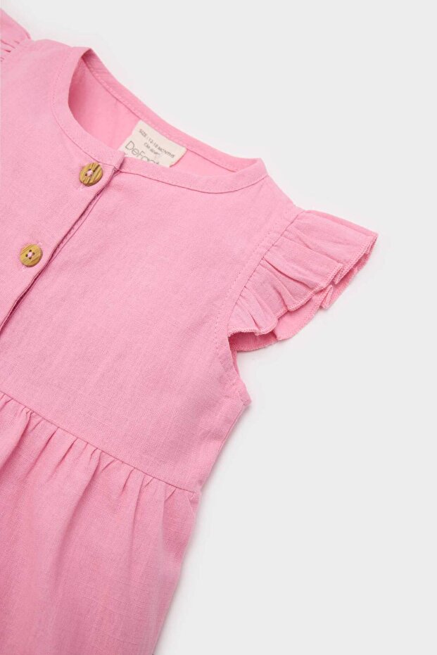 Kız Bebek Basic Düz Kısa Kollu Flamlı Poplin Yazlık Elbise Z7402A225SM - 2