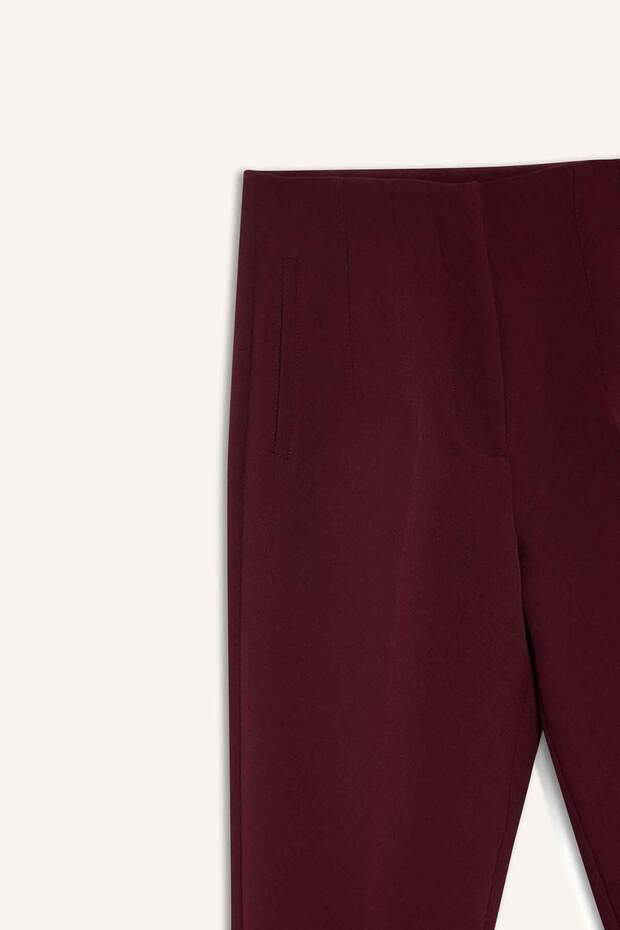 Carrot Fit Crop Klasik Kumaş Pantolon Fermuarlı Yüksek Bel Basic Düz Dar Paça C2466AX25SP - 2