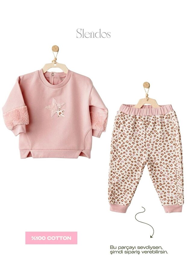Baby Girl, 100% Cotton, Little Leopard 2-Piece Set Pink
