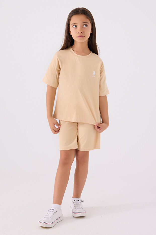 U.S. Polo Assn Girls' Cream Bermuda Set