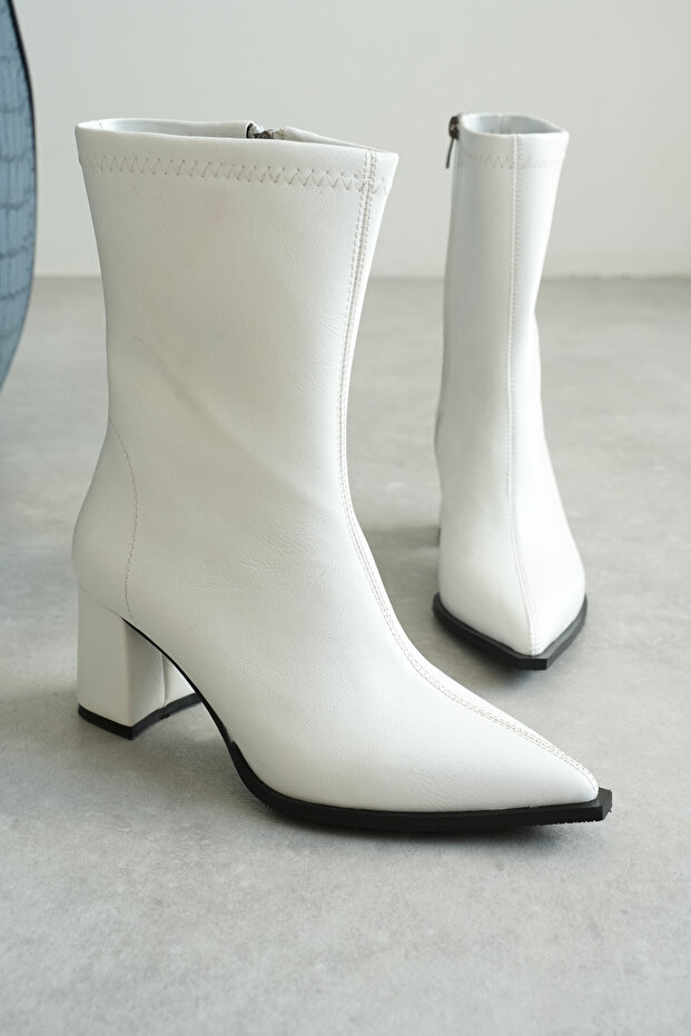 Women's Heeled Boots Pointed Toe Side Zipper Thick Heel