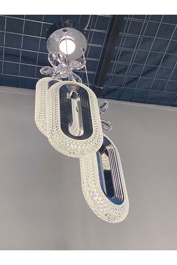 Maya Avize 3'lü Badem Krom Renk Led Avize - 4