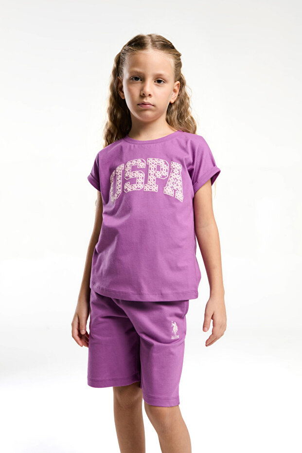 U.S. Polo Assn Girls' Purple Bermuda Set