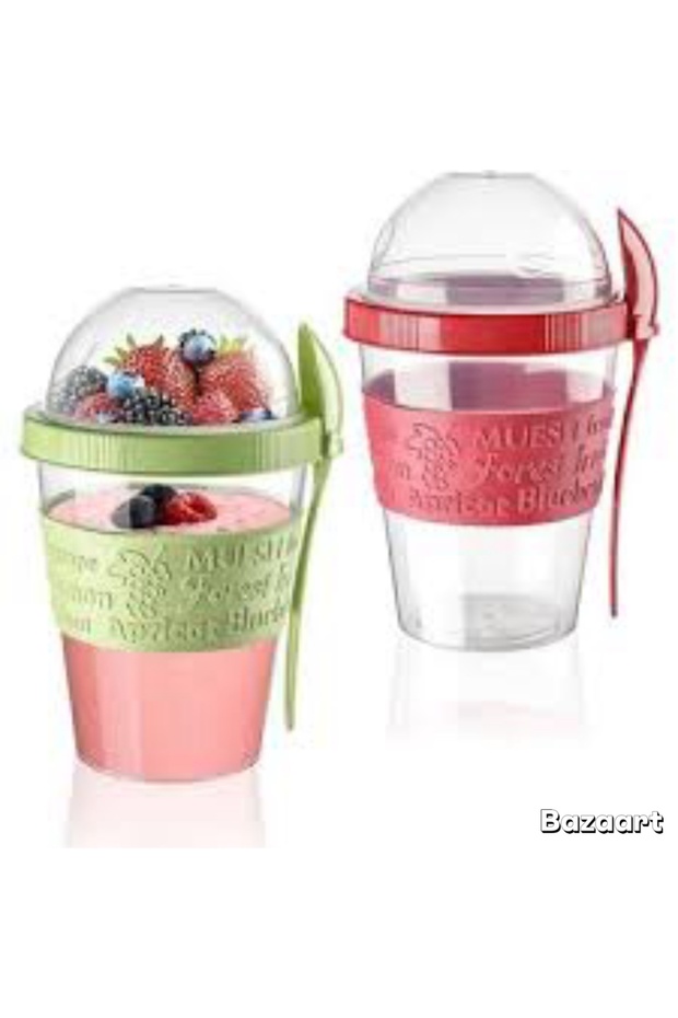 Ice Cream Container with Spoon Yogurt Container with Spoon Practical Multi-Use - 4