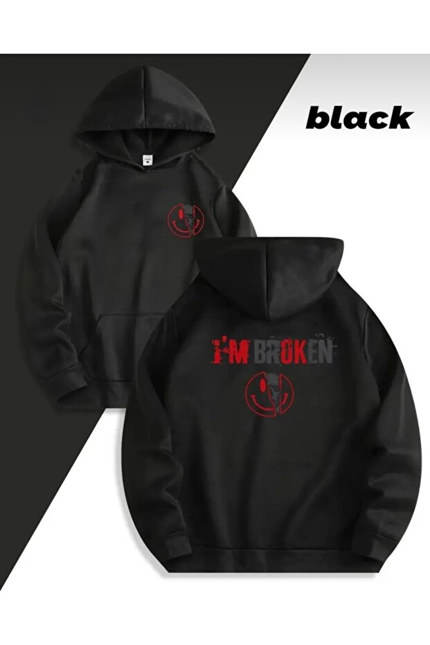 SWEATSHIRT MĂRU CU IMprimare I'M BROKEN - 1
