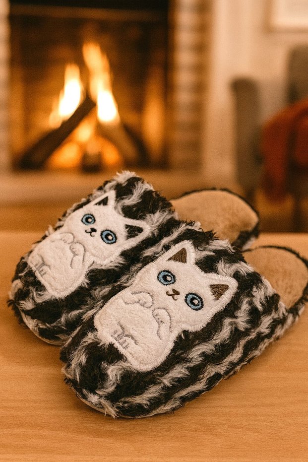 Kity Cat Indoor Women's House Slippers with Cats Winter Slippers