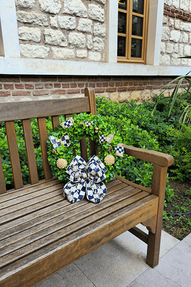 Kapı Süsü Model 7, Mackenzie Childs Kurdeleli Kapı Çelengi, Çap 40cm - 5