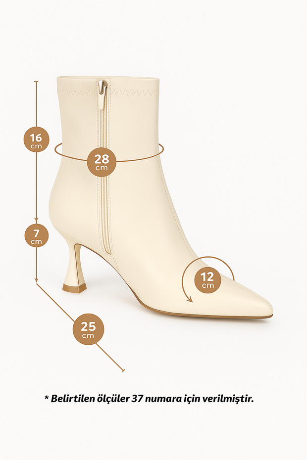 Krem Kadın Streç İnce Topuklu Bot&Bootie BYNDSİT01 - 6