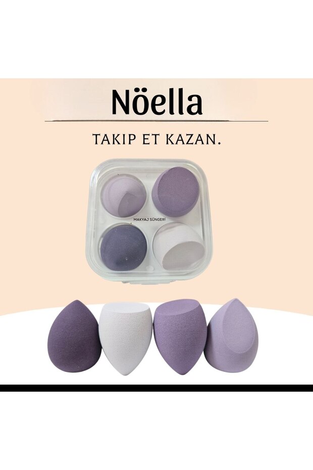 4-Piece Makeup Sponge Set with Stand – Professional Beauty Blender for Foundation, Concealer, and Blush