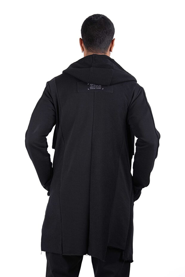 Düğmeli Örme Siyah Sweat-Ceket - 8