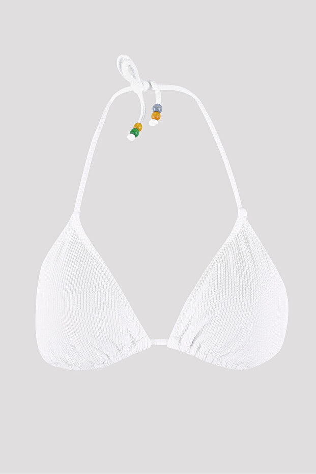 Beyaz Square Wick Üçgen Tek Üst Bikini - 1