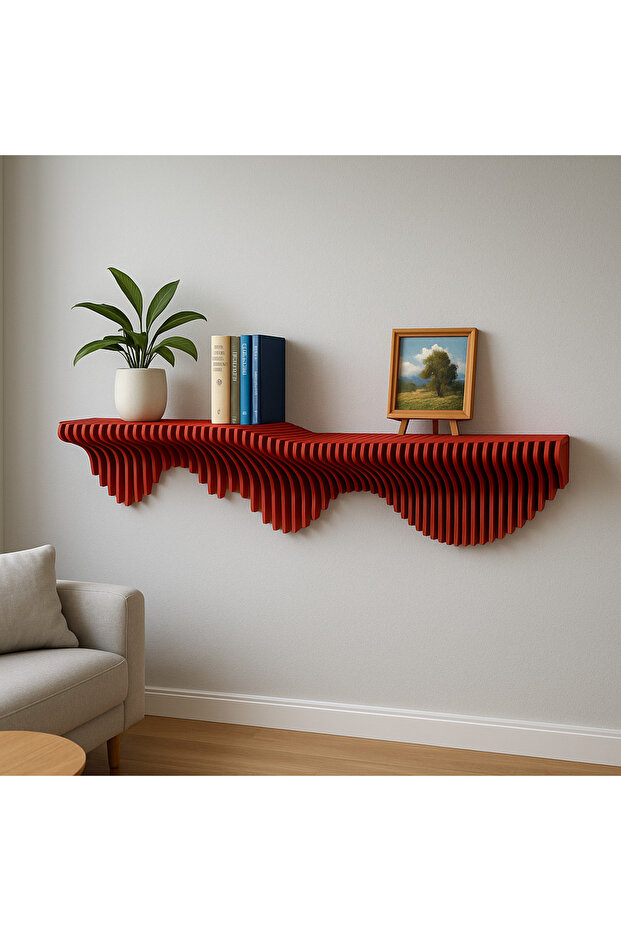 Parametrik Duvar Rafı-Modern Tasarım-CNC Kesim 100×17×30 cm - 1