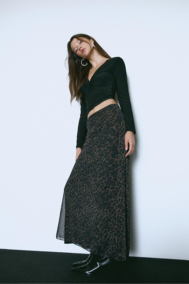 Falda midi tül leopardo - 2