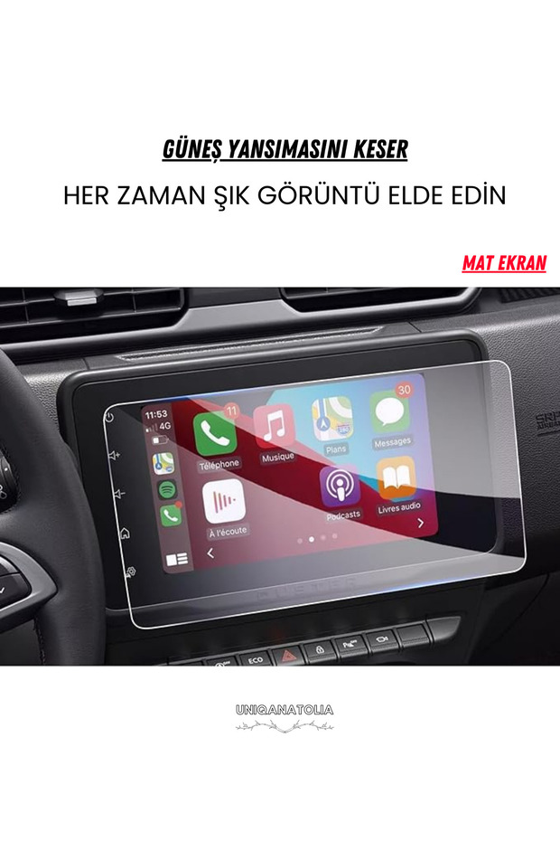 Dacia Duster 2021-2024 Navigation and Multimedia Compatible Matte Screen Protector - 3