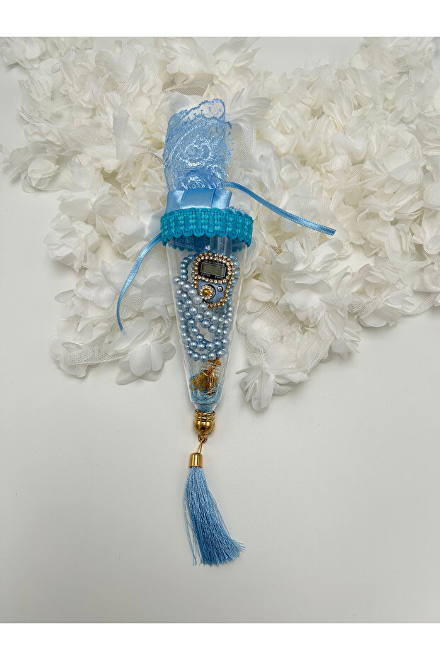 10 Pieces Bebemavi Gift Lace Cone, Prayer Beads, and Stone Zikr Set (Mevlid - Hajj - Umrah)