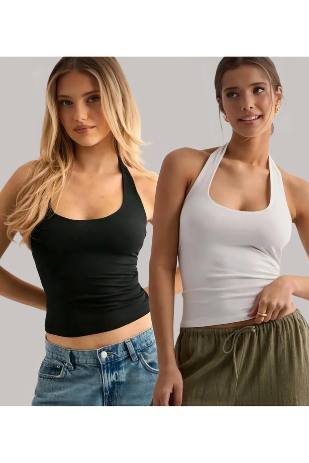 Double Tie-Up Lycra Stretchy Combed Cotton Top Blouse Crop Top