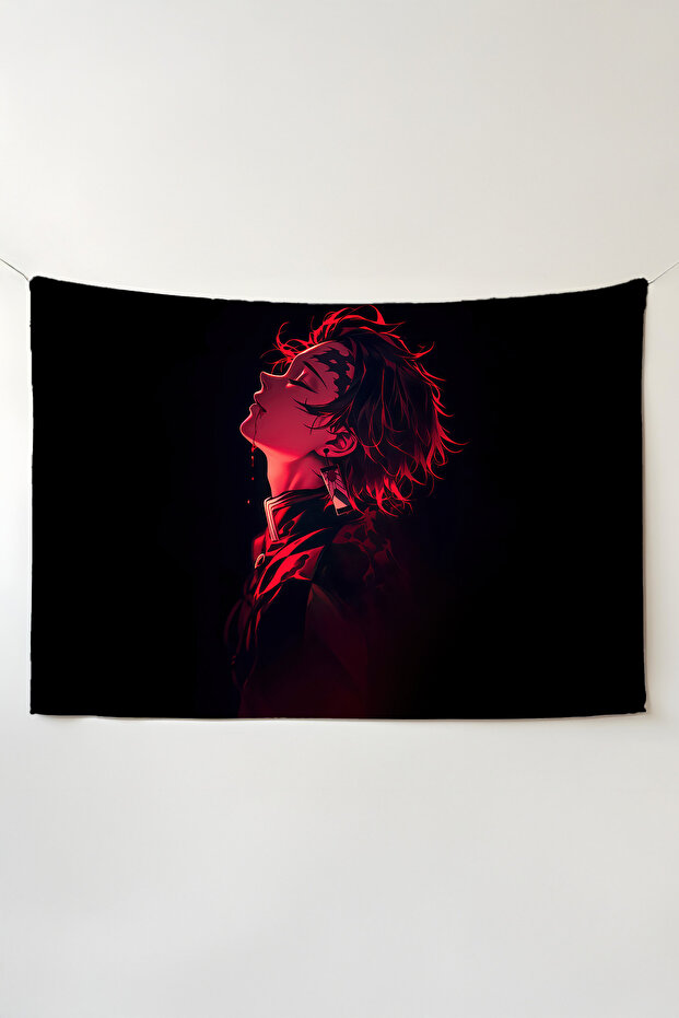 Demon Slayer Neon Horizontal Wall Covering – Anime Themed Quality Fabric Room Decor Tapestry Wall Carpet
