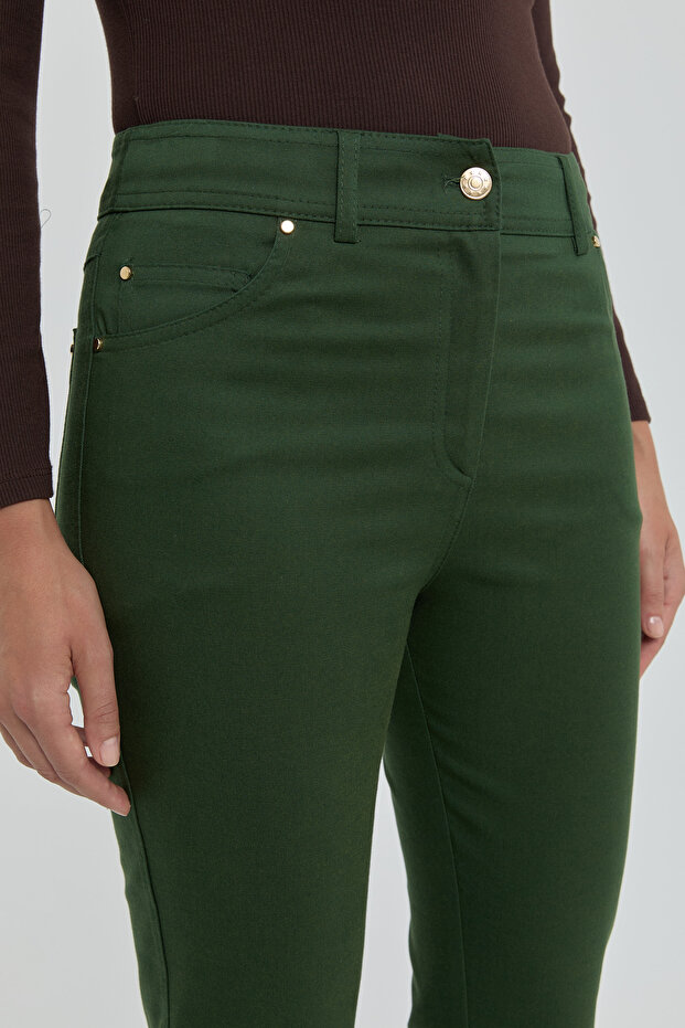 Dar Paça Pantolon Yeşil - 3