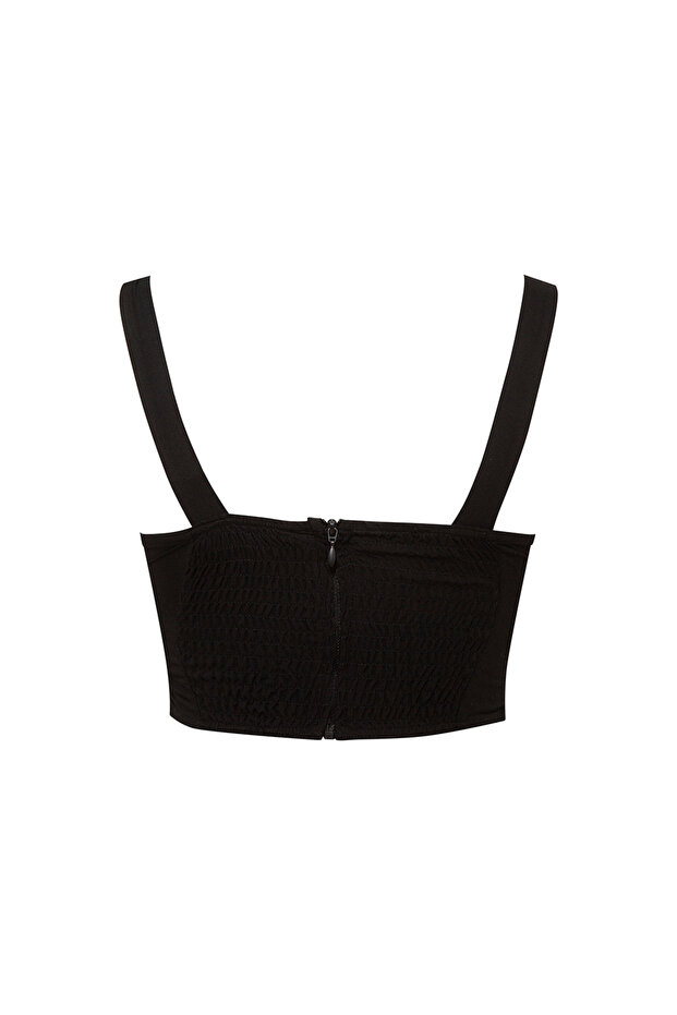 Fermuarlı Crop Bluz - 2