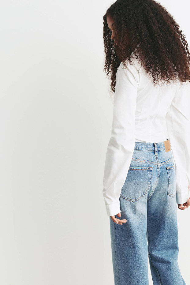 Fitted poplin shirt with pleats - 2