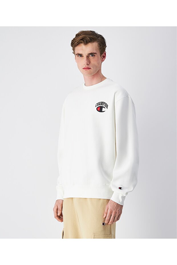 Street Varsity Crewneck Sweatshirt White Men's Sweatshirt - 221194-Ww048