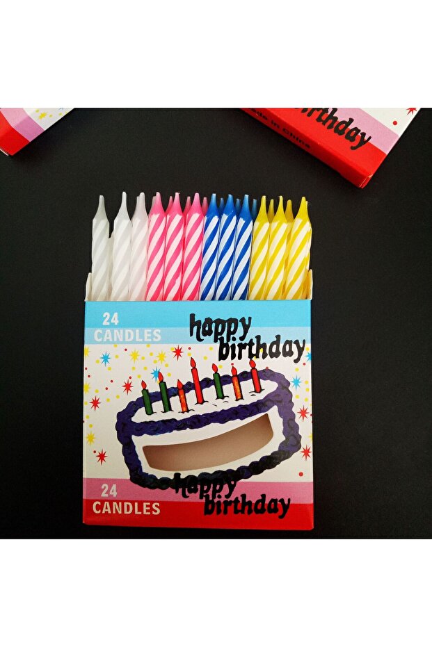 Set of 24 Cake Candles, Flippy, Spiral Pattern, Party, 6.5 cm, Paraffin, Multicolor - 4