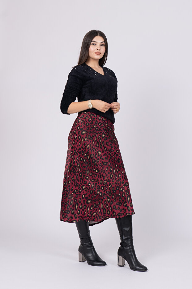 Patterned Satin Fabric Skirt 6718