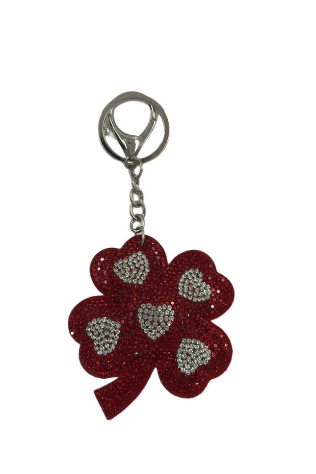 سلسلة مفاتيح مزينة بحجر البرسيم الأحمر - 3