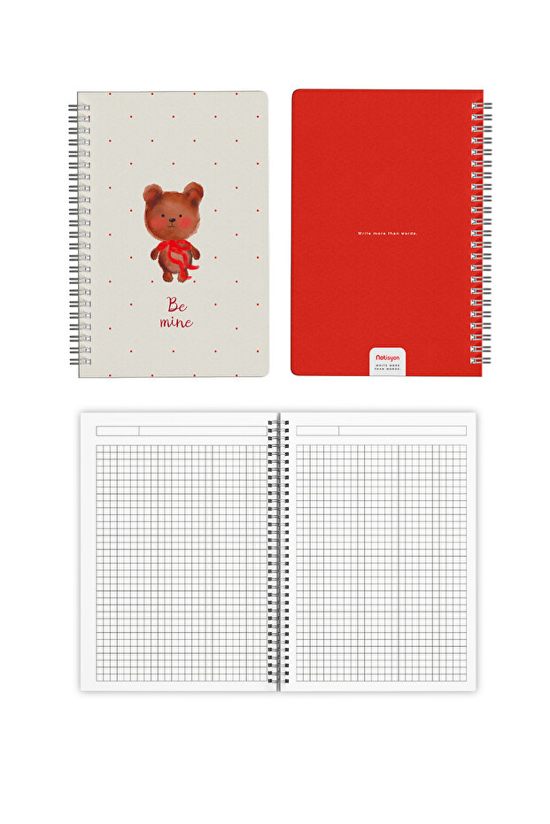 A5 Spiral School Notebook 120 Pages Set of 4, 2 Lined - 2 Squared Notebooks, Notebook, with Lesson Schedule - 3