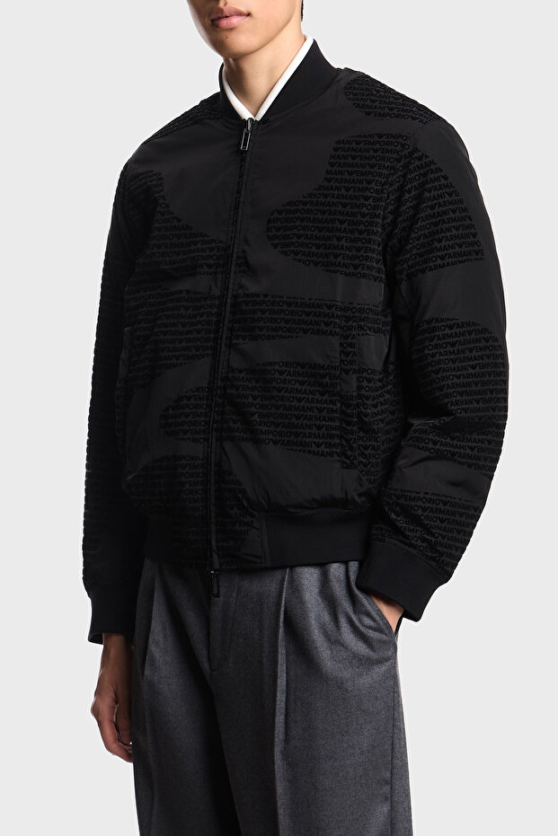 Jacquard Logo Printed Regular Fit College Collar Double Sided Coat Men's Coat Em003783 Af1