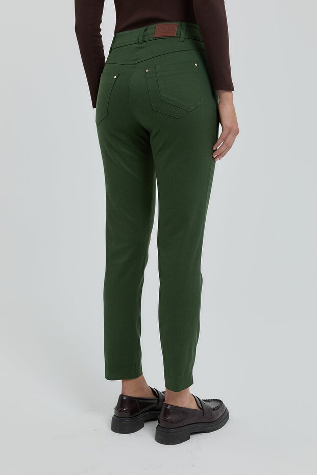 Dar Paça Pantolon Yeşil - 4