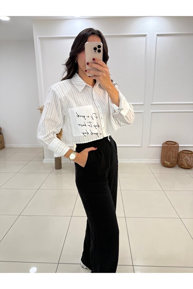 Vatkalı Crop Gömlek - 4