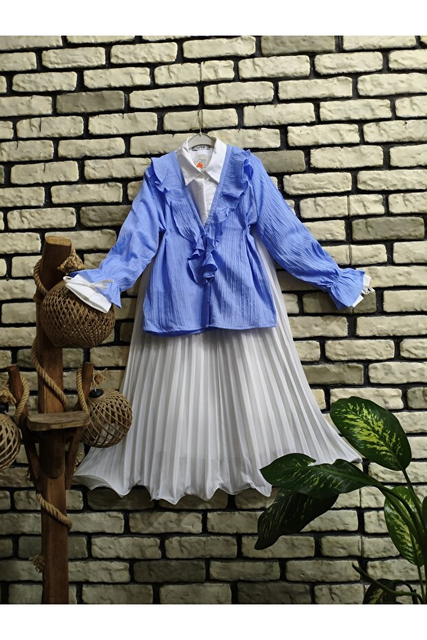 Collar Ruffled Buttoned Cardigan - 2