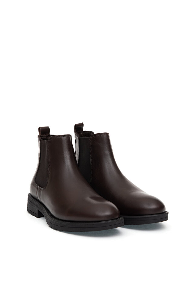 Brown 100% Leather Rubber Sole Chelsea Boots 50318873-Vr029