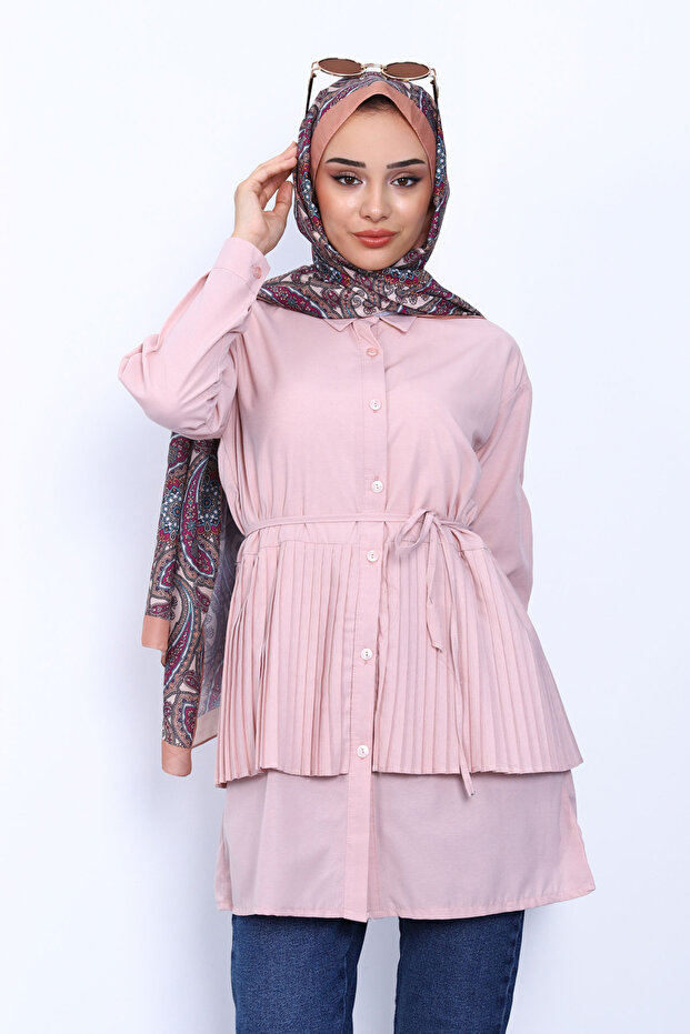 Powder Side Tie Poplin Tunic