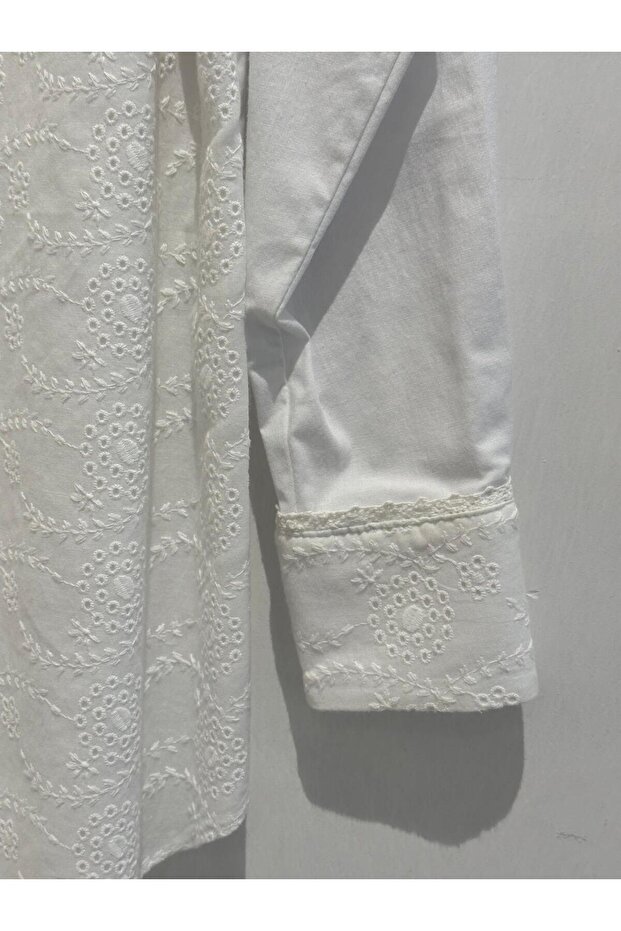 تونيك أبيض بأزرار مخفية - 3